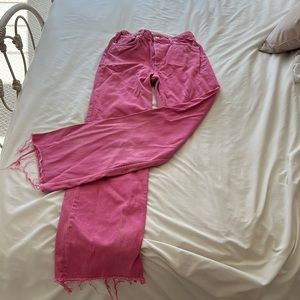 Zara Pink 90s High Rise Full Length Wide Leg Jean